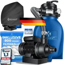 KESSER Sandfilteranlage mit 700g Filterbällen - Pool- & Whirlpool-Zubehör: Die KESSER Sandfilteranlage filtert effizient mit 700g Filterbällen und sorgt für kristallklares Wasser – ideal für Schwimmbecken bis 10 m³!