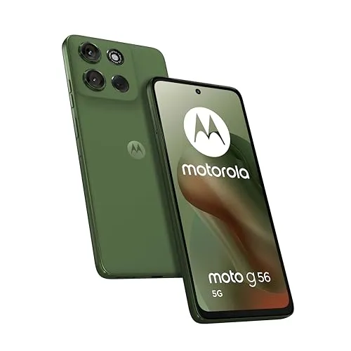 Motorola Moto G56 5G - 50 MP Kamera & 6,72 Zoll FHD+ Display - Simlockfreies Handy mit 50 MP Fotosystem für beeindruckende Aufnahmen und 5200 mAh Akku für lange Nutzung. Genießen Sie Unterhaltung auf einem hellen 6,72 Zoll Display mit 120 Hz.