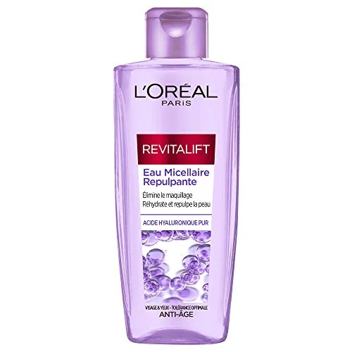 L'Oréal Paris - Aufpolsterndes Mizellenwasser Anti-Aging – reinigt Make-up, spendet Feuchtigkeit & Repellent – mit reiner Hyaluronsäure gegen Falten – für alle Hauttypen – Revitalift Filler – 200 ml