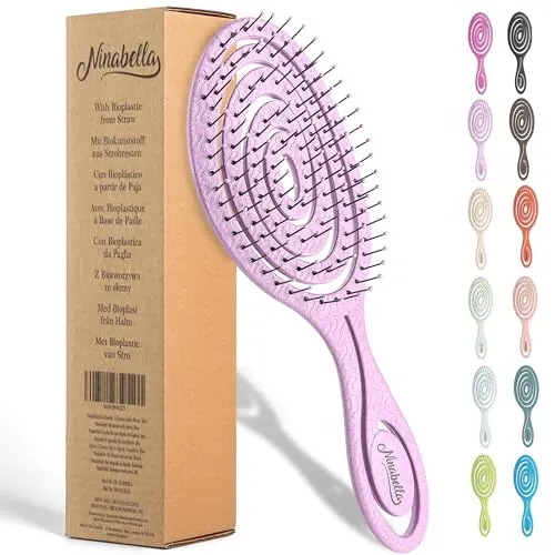 Ninabella Bio Haarbürste - Entwirrbürste ohne Ziepen für Damen, Herren & Kinder - Bürsten & Kämme, umweltfreundliche Bio-Haarbürste für schmerzfreies Kämmen, ideal für lockiges und langes Haar.
