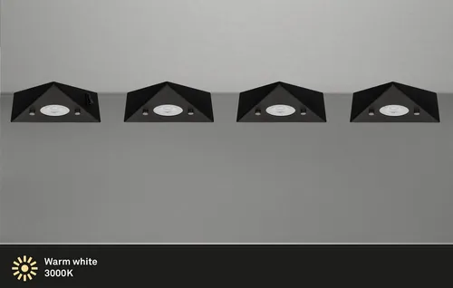 TRANGO LED Unterbauleuchte 4er Set - Edelstahl in Matt-Schwarz - Unterbauleuchten für die Küche, ideal zur effektiven Beleuchtung von Arbeitsflächen und Vitrinen. Inklusive ON/OFF Schalter, einfach erweiterbar und mit langlebigen 4,8 Watt LED Modulen.