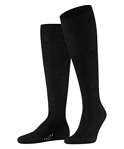 FALKE Herren Kniestrümpfe Airport M Kh Wolle Baumwolle lang einfarbig 1 Paar, Grau Anthracite Melange 3080, 39-40