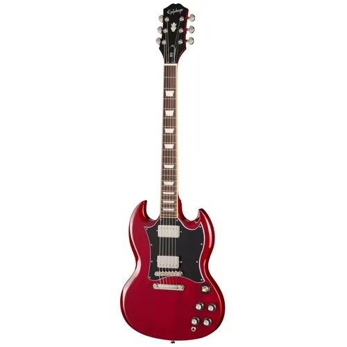 Epiphone SG Standard CH Cherry E-Gitarre – Klassischer Sound - Klassische E-Gitarre mit leichtem Mahagoni-Korpus und SlimTaper C-Hals. Ausgestattet mit zwei Epiphone ProBucker Humbuckern für vielseitige Klänge. Inklusive Premium Gigbag.