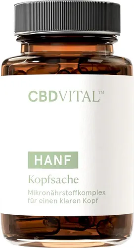 CBD VITAL - Kopfsache Komplex | 60 Kapseln | B-Vitamine & Magnesium - 60 Kapseln mit einer speziellen Formel für mentale Unterstützung. Enthält B-Vitamine, Magnesium und Coenzym Q10. Vegan, glutenfrei und laktosefrei, ideal für aktive Lebensstile.