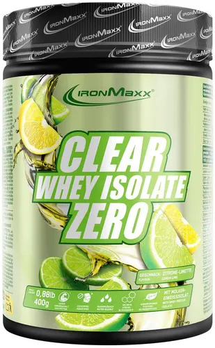 IronMaxx Clear Whey Isolate Zero, 400 g Dose, Lemon Lime - Erfrischendes Protein-Getränk mit fruchtigem Geschmack, ideal für die Ernährung nach dem Training. Praktisch in der Anwendung und perfekt für unterwegs.