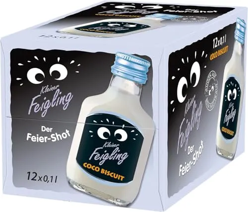 Kleiner Feigling Coco Biscuit – Tropischer Wodka-Genuss für jede Feier - Wodka mit Geschmack, erfrischender Kokosgeschmack und feine Biskuit-Note für echtes Karibik-Feeling. Ideal für Partys und besondere Anlässe im praktischen 12 x 0,1 L Set.