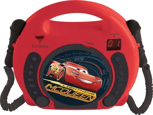 Lexibook Kinder Karaoke CD-Player RCDK100DCDISNEYCARS - CD-Player für Kinder, tragbares Design mit Disney Cars Motiv, ideal für unvergessliche Karaoke-Partys zu Hause.