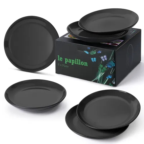 MiaMio Teller Set Le Papillon Kollektion, schwarz - Elegante Speiseteller in Schwarz, perfekt für stilvolle Tischdekorationen und besondere Anlässe.