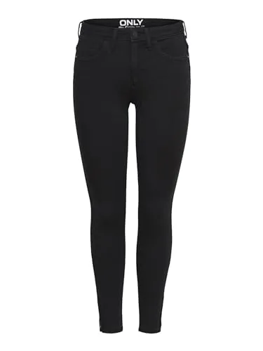 ONLY Damen Skinny Fit Ankle Jeans | Stretch Black Denim Hose - Stylische Skinny Fit Jeans mit Reißverschluss-Saum, perfekt für einen modernen Look. Ideal für jede Gelegenheit!