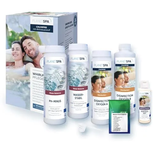 Planet Spa Poolpflege Whirlpoolpflege-Set mit Aktiv Sauerstoff - Effektive Poolpflege für Whirlpools, 2,3 kg Set mit 600 g pH-Minus für optimale Wasserqualität und Pflege. Ideal für Süßwasseranwendungen.