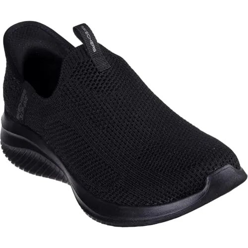 Skechers Slip-Ins: Ultra Flex 3.0 - Easy Win 150450-BBK, Damen Sneaker Schwarz - Halbschuhe für Damen mit Hands-Free Design, einfach anzuziehen dank Comfort Pillow-Design und Air Cooled Memory Foam Einlegesohle für optimalen Tragekomfort.