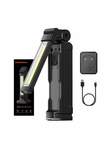 Superfire G16-S Multifunktions-Taschenlampe 800lm mit USB-C - Taschenlampen mit 360° verstellbarem Licht und magnetischer Ladestation für schnelles Aufladen. Ideal für Werkstatt und Camping, robust und wasserfest.