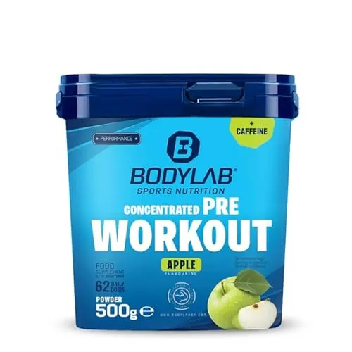 Bodylab24 Concentrated Pre Workout Grüner Apfel 500g - Aminosäure Beta-Alanin mit bewährter All-In-One-Formel für mehr Energie und Fokus beim Training, ideal für Kraft- und Muskelaufbauphasen.