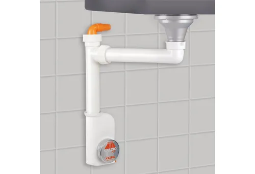 SO-TECH® Raumsparsiphon 32 - 40 mm für Küche und Bad - Sanitärinstallation, platzsparender Siphon mit Reinigungsöffnung und Geräteanschluss für einfachen Zugang und Wartung.