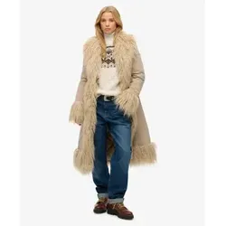 Superdry Damen Langer Afghan Mantel Taupefarben 38 - Eleganter langer Afghan Mantel in Taupe, designed für einen maßgeschneiderten Look. Hergestellt aus hochwertigem Cordstoff mit zwei Außentaschen und Hakenverschluss. Ideal für stilvolle Auftritte in jeder Saison.
