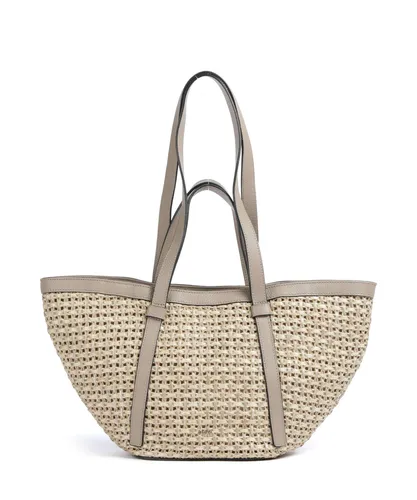 abro Cosmo Raffia Shopper medium 44 cm (siena) - Eleganter Shopper aus natürlichem Bast, ideal für den Sommer. Mit Reißverschluss für Sicherheit, edlen Lederbesätzen und goldfarbenen Beschlägen. Perfekt für entspannte Tage am Strand oder im Alltag.