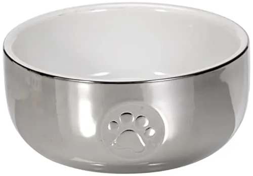Trixie 24799 Keramiknapf, Katze, 0,3 l/ø 11 cm, silber/weiß