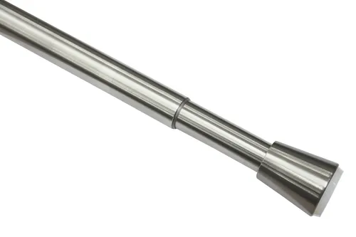 GARDINIA Spannstange, Ausziehbar, Edelstahl - Duschvorhangwinkelstangen, praktische und flexible Spannstange aus Edelstahl, montagefreundlich ohne Bohren, ideal für Vorhänge und Duschvorhänge, Länge 130 - 220 cm.