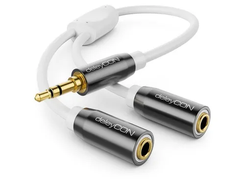 deleyCON deleyCON 0,2m Audio Klinken Y Splitter Kabel - 3,5mm Stecker zu 2x Audio-Kabel