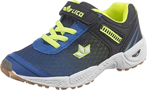 Lico Unisex Kinder BARNEY Hallenschuhe – Blau/Schwarz/Lemon, 37 EU - Hallenschuhe für Jungen mit niedrigem Schaft und auswechselbarer Textileinlegesohle, ideal für aktive Kids und sicheren Halt beim Spielen.