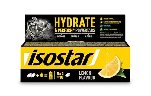 Isostar - Hydrate & Perform Powertabs mit Zitronengeschmack - Brausetabletten für Isotonische Getränke - 10 Tabletten - 180463