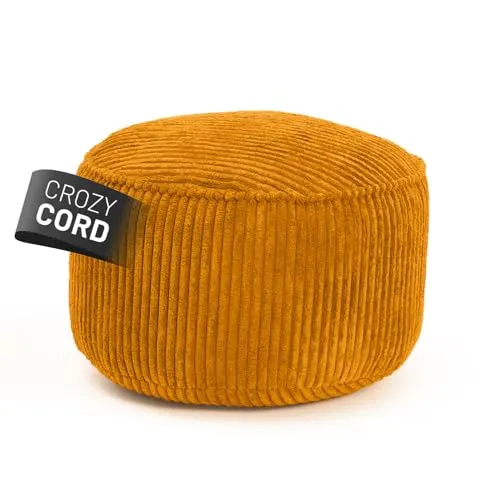 Lumaland Pouf Sitzsack-Hocker rund Cord 50l senfgelb - Poufs – Retro-Charme der 70er! Der supersofte Sitzsack mit EPS-Füllung bietet maximalen Komfort und ist vielseitig einsetzbar als Hocker oder Fußschemel. Abnehmbarer Bezug, waschbar und langlebig für entspannte Kuschelmomente.