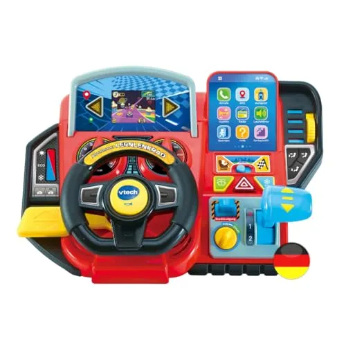 Vtech Abenteuer Lernlenkrad – Interaktives Spielzeug für kleine Entdecker - Elektronisches Spielzeug für die Frühförderung mit 3 Spielmodi, 23 Melodien und einem 2,4" LCD-Farbbildschirm. Fördert Vorschulwissen in Zahlen, Buchstaben und Problemlösung.