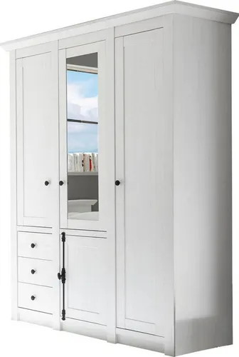 Home affaire Kleiderschrank California – Wäscheschrank mit Spiegel und Innenausstattung - Kleiderschränke im Landhausstil, inklusive einzigartiger Metallgriffe und umfangreicher Innenausstattung für eine stilvolle und ordentliche Garderobe.