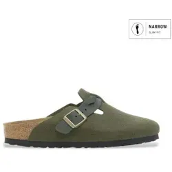 Birkenstock für Damen. 1030599 Leder-Clogs Boston Braided (Schmale Passform) grün (38), Wohnung, Keine, Lässig