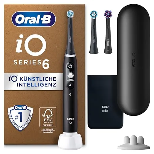 Oral-B iO Series 6 Plus Edition - Elektrische Zahnbürste mit 3 Bürstenköpfen, intelligente Andruckkontrolle und personalisierte Putzmodi für optimale Mundhygiene