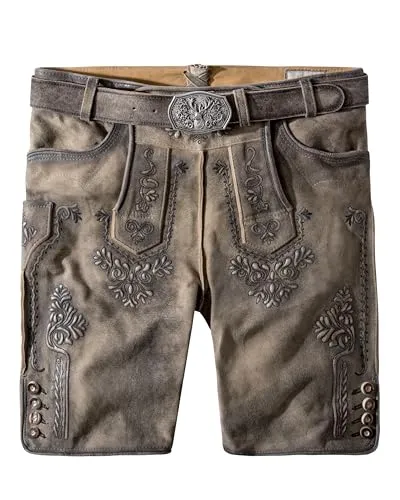 Stockerpoint Artur Herren Trachtenlederhose, Buche Gespeckt, 50 - Trachtenlederhose aus hochwertigem Ziegenvelour, inklusive echtem Leder-Gürtel für einen authentischen Look.