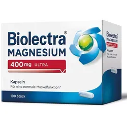 Magnesium Biolectra 400 mg ultra Kapseln - Nahrungsergänzungsmittel zur Vorbeugung von Magnesiummangel, liefert 400 mg Magnesium pro Kapsel und unterstützt Muskulatur, Nerven und Knochen.