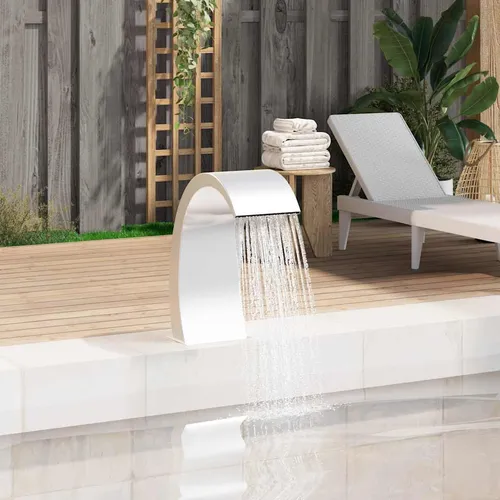 vidaXL Pool-Wasserfall 22x60x70 cm Edelstahl 304 - Gartenbrunnen für Teich und Pool, aus chlorwasserbeständigem Edelstahl 304 für Langlebigkeit und entspannenden Wasserfluss. Ideal für eine ruhige Atmosphäre im Garten.