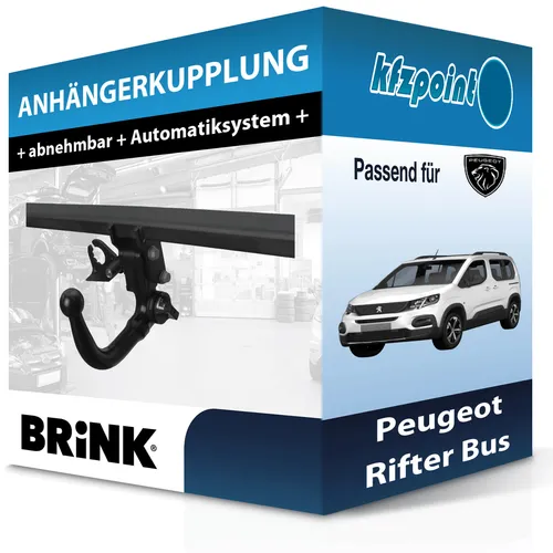 Brink Abnehmbare Anhängerkupplung für Toyota Proace City Verso - Anhängerkupplung von Brink, abnehmbar und ohne Eintragung in Fahrzeugpapiere. Ideal für Toyota Proace City Verso (Baujahr 10/2019 - jetzt) mit einer Anhängelast von 1450 kg.