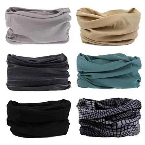 Multifunktionstuch Bandana Set - 6 Stück Elastische Stirnbänder für Outdoor-Aktivitäten - Outdoor Funktionstücher für Damen, ideal für Yoga, Laufen, Wandern und mehr. Atmungsaktiv und vielseitig einsetzbar als Gesichtsmaske, Halstuch oder Stirnband.