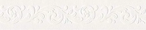 A.S. Création Only Borders 10 Papier Bordüre mit Ornamenten 0,13 x 5,00 m – Weiß – elegante Borte mit Barock-Muster Made in Germany – 639615