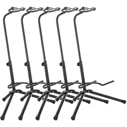 Kirstein Gitarrenständer (leicht) 5x Set - Zubehör für Gitarre & Bass, verstellbar in der Höhe und sehr leicht, ideal für Musiker, die mehrere Instrumente sicher aufstellen möchten.