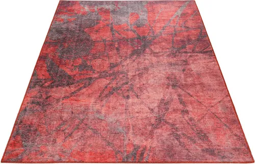 Wecon home Teppich Pepe, rechteckig, rot 160x230 cm - Teppich im Vintagedesign, 6 mm hoch, pflegeleicht und schmutzabweisend, ideal für Wohnzimmer. Fußbodenheizungsgeeignet und strapazierfähig.