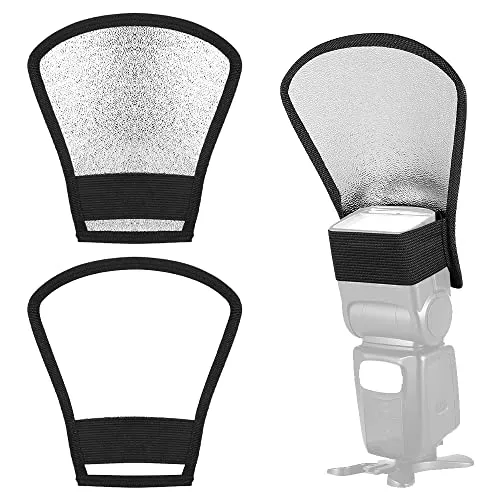 Sixfolo 3 Stück Blitz Reflektor Universal Silber Weiß Blitz Diffusor 2 in 1 Klein Flash Diffuser Light Softbox Tragbare mit Gummiband für Kamera Reflektor,Studio,Licht Diffusor