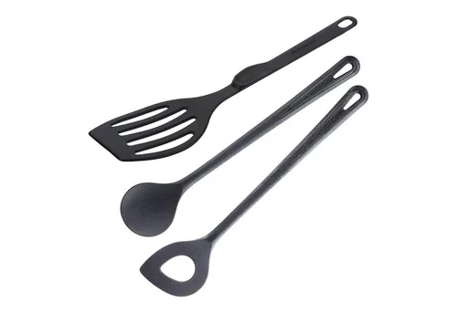 WESTMARK Kochbesteck-Set 3-tlg.: 2 Kochlöffel + 1 Pfannenwender, Gentle + Flonal, Schwarz