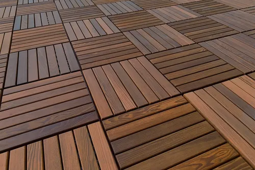 Hexim Klickfliesen Thermoesche - 33x33cm Holzfliesen für Balkon und Terrasse - Fliesen für Innen und Außen, 9 Stück (0,98 qm), aus natürlichem Thermoesche, ideal für stilvolle und nachhaltige Bodenbeläge.