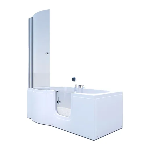 Seniorendusche und Badewanne mit Tür S12D-EH-R-EC 85x170cm - Sanitäranlagen & Zubehör - Ideal für Senioren, bietet Sicherheit und Unabhängigkeit mit einfacher Einstiegstür und hochwertigem Sanitär-Acryl für Stabilität.
