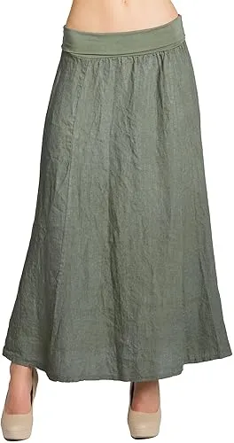 Caspar RO019 Damen Langer Maxi Sommer Leinenrock - Eleganter Maxirock aus leichtem Leinenstoff, ideal für sommerliche Outfits. Der hohe elastische Bund sorgt für eine figurschmeichelnde Passform und vielseitige Kombinationsmöglichkeiten. Perfekt für Damen in Größen S bis XL.