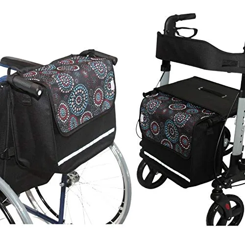 Seniori Rollator Rolltuch Tasche - Universal - Tasche für Rollator und Rollstuhl, mit verstärktem Design für hohe Stabilität und praktischem Klettverschluss. Inklusive Tragegurt und Reflektorband für Sicherheit bei Dämmerung.