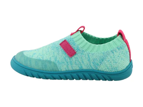 Lurchi Barfußschuhe in Türkis, Größe 27 - Sneaker für Kinder mit abgerundeter Schuhspitze und verstärkten Kappen. Ideal für gesundes Laufen und Spielen, die Zugschlaufe erleichtert das Anziehen.