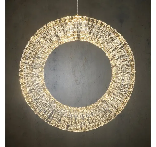 Luca Lighting Dekokranz LED Kranz Outdoor Metallgestell Silber - Eleganter LED Kranz für Innen und Außen, mit warmweißen LEDs für eine stimmungsvolle Atmosphäre. Ideal für Balkon, Terrasse oder Garten. Wetterfestes Metallgestell sorgt für Langlebigkeit.