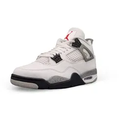 Nike Air Jordan 4 Retro "White Cement" - Klassischer Sneaker in Weiß/Grau, Größe 38 - Der Nike Air Jordan 4 Retro "White Cement" kombiniert zeitloses Design mit hochwertigem Leder für langlebigen Komfort. Ideal für sportliche Akzente und urbanen Style.