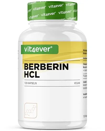 Berberin HCL Intenso - 120 Kapseln mit 500 mg - Nahrungsergänzungsmittel mit hochdosiertem Berberin, unterstützt den Stoffwechsel und fördert das allgemeine Wohlbefinden.