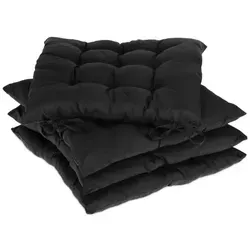 Relaxdays Stuhlkissen 4er Set schwarz - Stuhlkissen im 4er Set, ideal für Balkon, Garten und Esszimmer. Hoher Sitzkomfort dank weicher Füllung und langlebiger Form. Schützt Möbel vor Schmutz und Abnutzung.