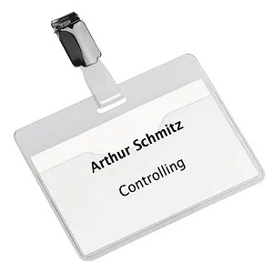 DURABLE Namensschilder mit Clip 9,0 x 6,0 cm - Professionelle Gedächtnishilfe für Meetings & Veranstaltungen, inklusive Einsteckschildchen und kostenloser Design-Software